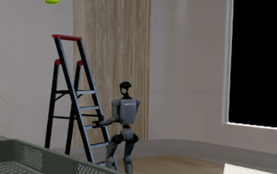 The G1 during carry bulb to ladder, from a teleoperated take that fires the subtask's gate.